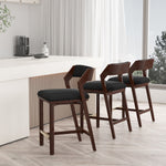 Patricia Wood Upholstered Counter Stool in Black