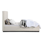 Alfie Linen Textured Fabric Upholstered Queen Bed in Beige