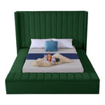 Kiki Velvet Upholstered King Bed (3 Boxes) in Green