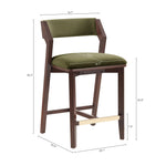 Patricia Wood Upholstered Counter Stool in Turtle Green