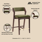 Patricia Wood Upholstered Counter Stool in Turtle Green