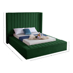 Kiki Velvet Upholstered King Bed (3 Boxes) in Green