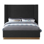 Halton Boucle Fabric Upholstered King Bed (3 Boxes) in Black