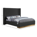 Halton Boucle Fabric Upholstered King Bed (3 Boxes) in Black