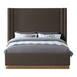 Halton Boucle Fabric Upholstered King Bed (3 Boxes) in Brown