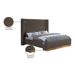 Halton Boucle Fabric Upholstered King Bed (3 Boxes) in Brown