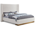 Halton Boucle Fabric Upholstered King Bed (3 Boxes) in Cream
