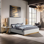 Halton Boucle Fabric Upholstered King Bed (3 Boxes) in Cream