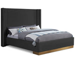 Halton Boucle Fabric Upholstered Queen Bed (3 Boxes) in Black