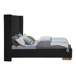 Halton Boucle Fabric Upholstered Queen Bed (3 Boxes) in Black