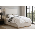 Alfie Linen Textured Fabric Upholstered Queen Bed in Cream