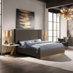 Halton Boucle Fabric Upholstered Queen Bed (3 Boxes) in Brown