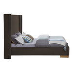 Halton Boucle Fabric Upholstered Queen Bed (3 Boxes) in Brown