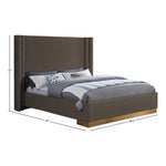 Halton Boucle Fabric Upholstered Queen Bed (3 Boxes) in Brown