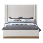Halton Boucle Fabric Upholstered Queen Bed (3 Boxes) in Cream