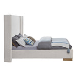 Halton Boucle Fabric Upholstered Queen Bed (3 Boxes) in Cream
