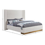 Halton Boucle Fabric Upholstered Queen Bed (3 Boxes) in Cream