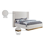 Halton Boucle Fabric Upholstered Queen Bed (3 Boxes) in Cream