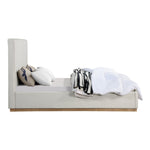 Alfie Linen Textured Fabric Upholstered Queen Bed in Cream