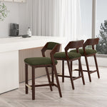 Patricia Wood Upholstered Counter Stool in Turtle Green