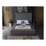 Kiki Velvet Upholstered King Bed (3 Boxes) in Grey