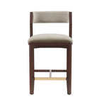 Patricia Wood Upholstered Counter Stool in Linen