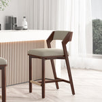 Patricia Wood Upholstered Counter Stool in Linen
