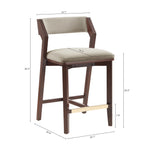 Patricia Wood Upholstered Counter Stool in Linen