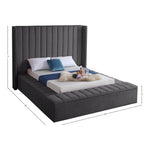 Kiki Velvet Upholstered King Bed (3 Boxes) in Grey