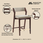 Patricia Wood Upholstered Counter Stool in Linen
