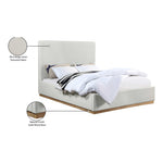 Alfie Linen Textured Fabric Upholstered Queen Bed in Cream