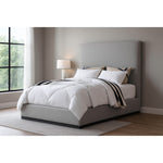 Alfie Linen Textured Fabric Upholstered Queen Bed in Grey