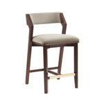 Patricia Wood Upholstered Counter Stool in Linen