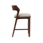 Patricia Wood Upholstered Counter Stool in Linen
