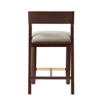 Patricia Wood Upholstered Counter Stool in Linen