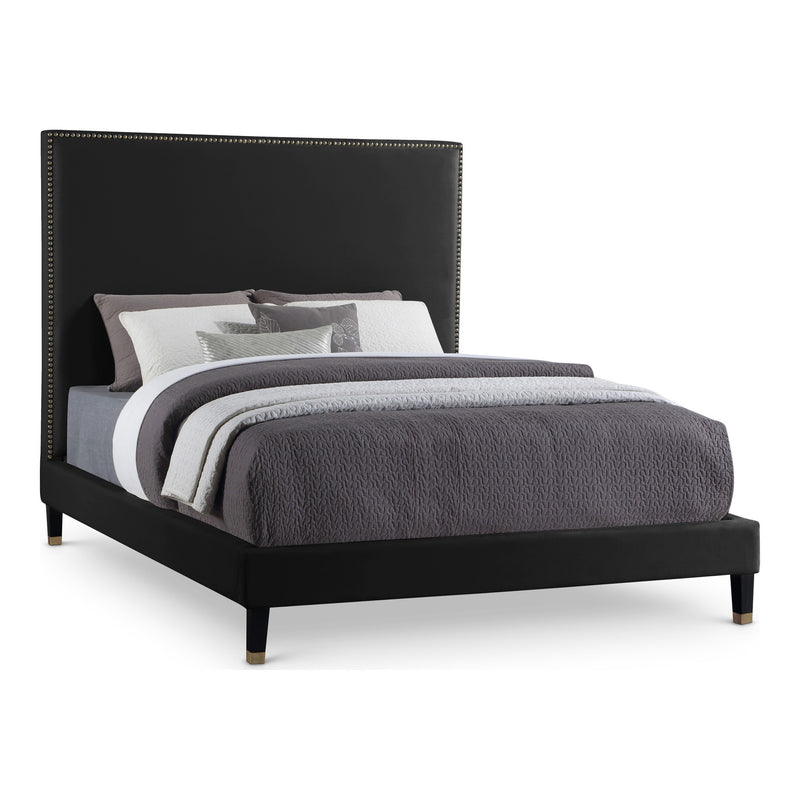 Harlie Velvet Upholstered King Bed in Black