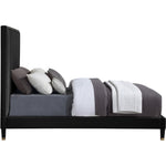 Harlie Velvet Upholstered King Bed in Black