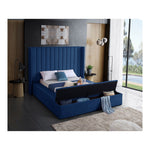 Kiki Velvet Upholstered King Bed (3 Boxes) in Navy