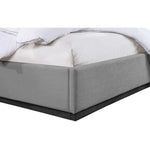 Alfie Linen Textured Fabric Upholstered Queen Bed in Grey
