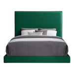 Harlie Velvet Upholstered King Bed in Green