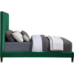 Harlie Velvet Upholstered King Bed in Green