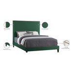 Harlie Velvet Upholstered King Bed in Green
