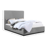 Alfie Linen Textured Fabric Upholstered Queen Bed in Grey
