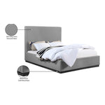 Alfie Linen Textured Fabric Upholstered Queen Bed in Grey