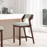 Patricia Wood Upholstered Counter Stool in White Glacier