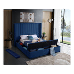 Kiki Velvet Upholstered King Bed (3 Boxes) in Navy