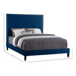 Harlie Velvet Upholstered King Bed in Navy