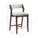 Patricia Wood Upholstered Counter Stool in White Glacier