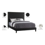 Harlie Velvet Upholstered Queen Bed in Black