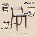 Patricia Wood Upholstered Counter Stool in White Glacier